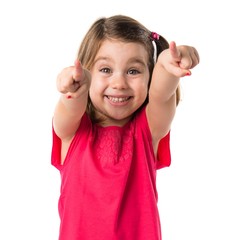 Kid pointing to the front