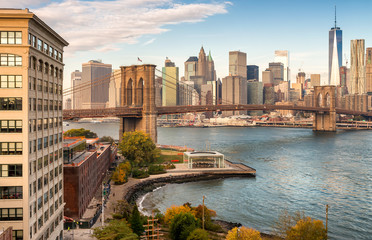 Obraz premium Brooklyn Bridge in New York on a sunny day