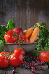 Fototapeta na wymiar Mix of fruits, vegetables and berries