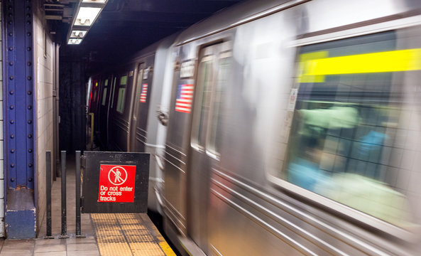 Train speeding up in New York subway