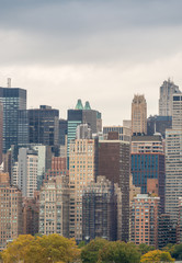 Fototapeta na wymiar Manhattan skyline. City skyscrapers in autumn