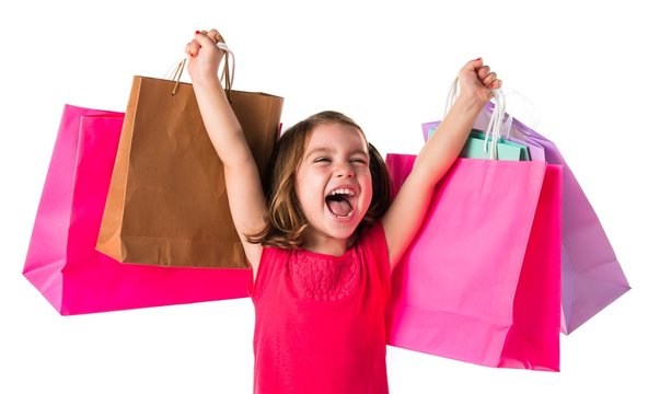 Girl with many shopping bags