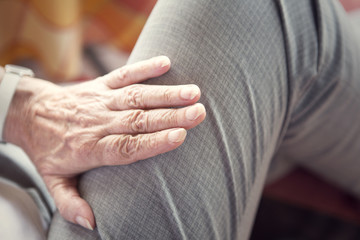 closeup of an older woman's hand