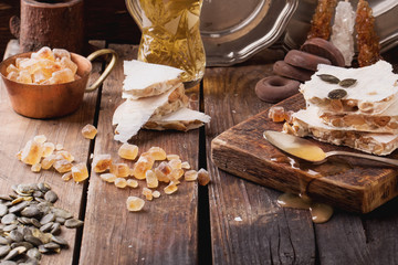 Almond Turron dark rustic style