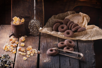 Fototapeta na wymiar Chocolate rings cookies