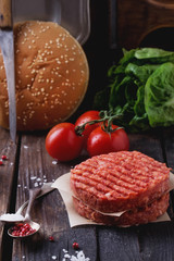 Home made burger cooking