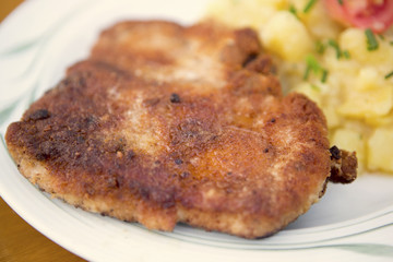 breaded meat 'Schnitzel' on a plate