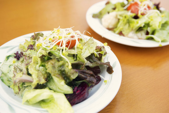 closeup of plate of salad