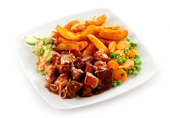 Delicious Pork and beef goulash meat