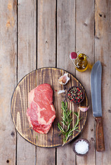 Raw fresh meat Steak with salt and pepper