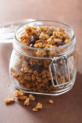 homemade healthy granola in glass jar