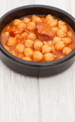 Dish of Spanish-style cooked chickpea
