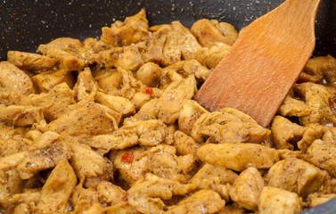 Braised chicken in a pan