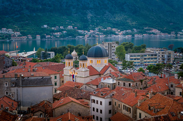 Kotor old town ant cathedral night view