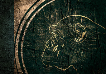 Fototapeta na wymiar monkey isilhouette on grunge textured backdrop