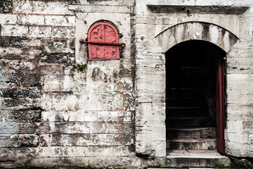 Fototapeta premium Ancient doorway and stone wall, Istanbul, Turkey