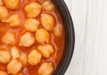 Dish of Spanish-style cooked chickpea