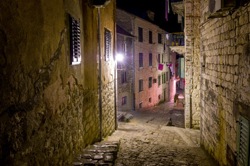 Fototapeta na wymiar Kotor old town streets at night