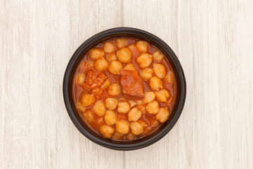 Dish of Spanish-style cooked chickpea