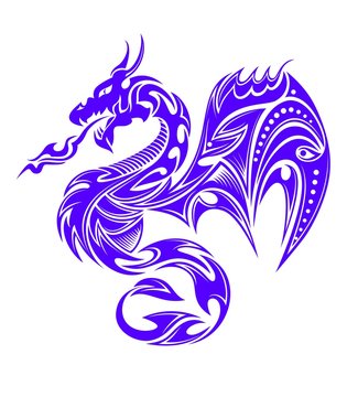 Indigo tribal dragon tattoo vector illustration