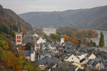 Aerial view of Bacharach, Rhine Valley, Germany
