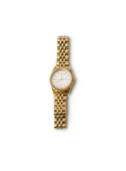 golden modern wrist watch isolated