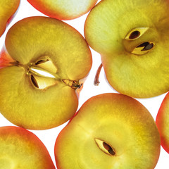 Close-up of fresh apple slices. Delicious healthy food.