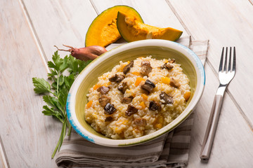 risotto with pumpkin and mushroom