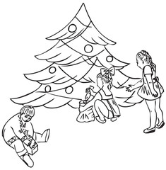 children under the Christmas tree