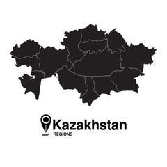 Regions map of Kazakhstan