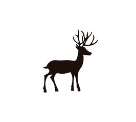 silhouette deer on white background