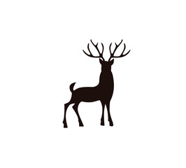 silhouette deer on white background