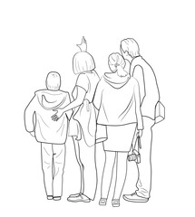 Sketch of people standing