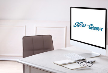 Dream job concept. Office workplace with modern computer