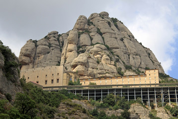 MONTSERRAT, SPAIN - AUGUST 28, 2012: The Benedictine abbey Santa Maria de Montserrat in Monistrol...