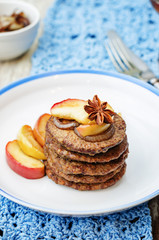 Liver pancakes with caramelized onions and apples