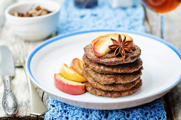Liver pancakes with caramelized onions and apples