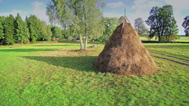 The wide green pasture in Enumagi Estonia. The green grasses brown hays and wide field that is so amazing in nature