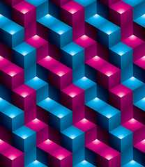 Regular colorful textured endless pattern, three-dimensional