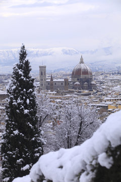 Italia,Firenze sotto la neve.