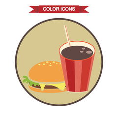 Hamburger and cola icon