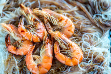 Asian noodles with shrimps