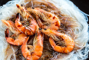 Asian noodles with shrimps