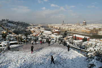 Italia,Firenze sotto la neve.