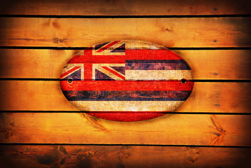 Wooden Hawaii flag.