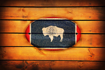 Wooden Wyoming flag.