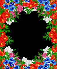 Marigold flowers isolated on black background