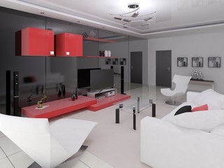 Interer functional modern living room.
