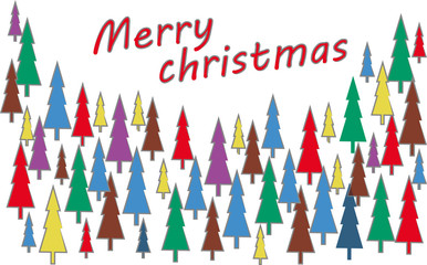 Merry Christmas trees. Drawn vector children