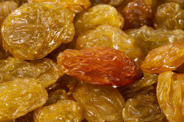 background of sultana raisins, close up